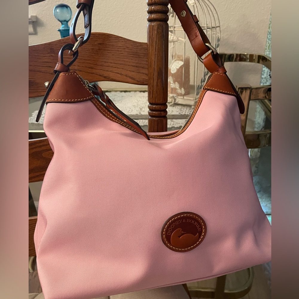 Dooney & Bourke Nylon with Leather Trim Large Pink Erica Shoulder Bag.